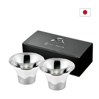 Mt Fuji Japanese Sake Cups - Silver