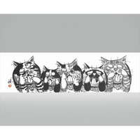 Japanese Tenugui Hand Towel  - 5 Cats あっかんべぇ